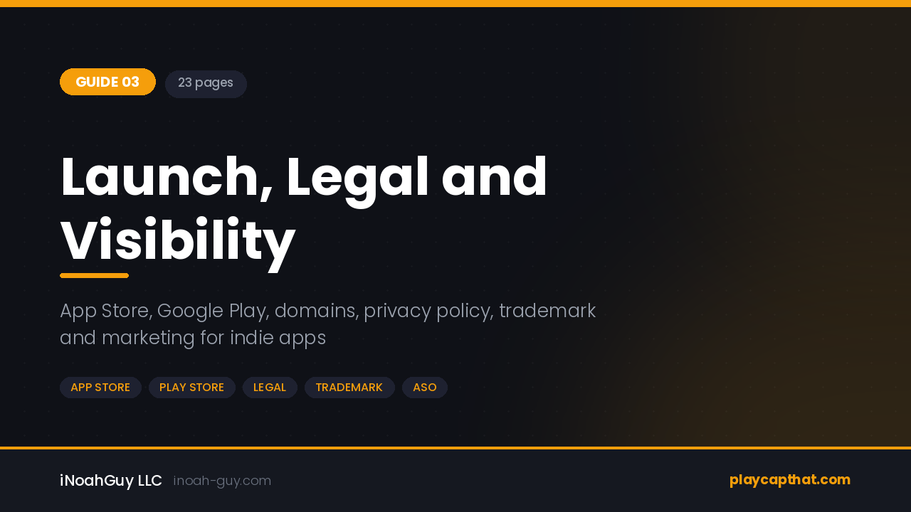 Guide 03 — Launch, Legal and Visibility